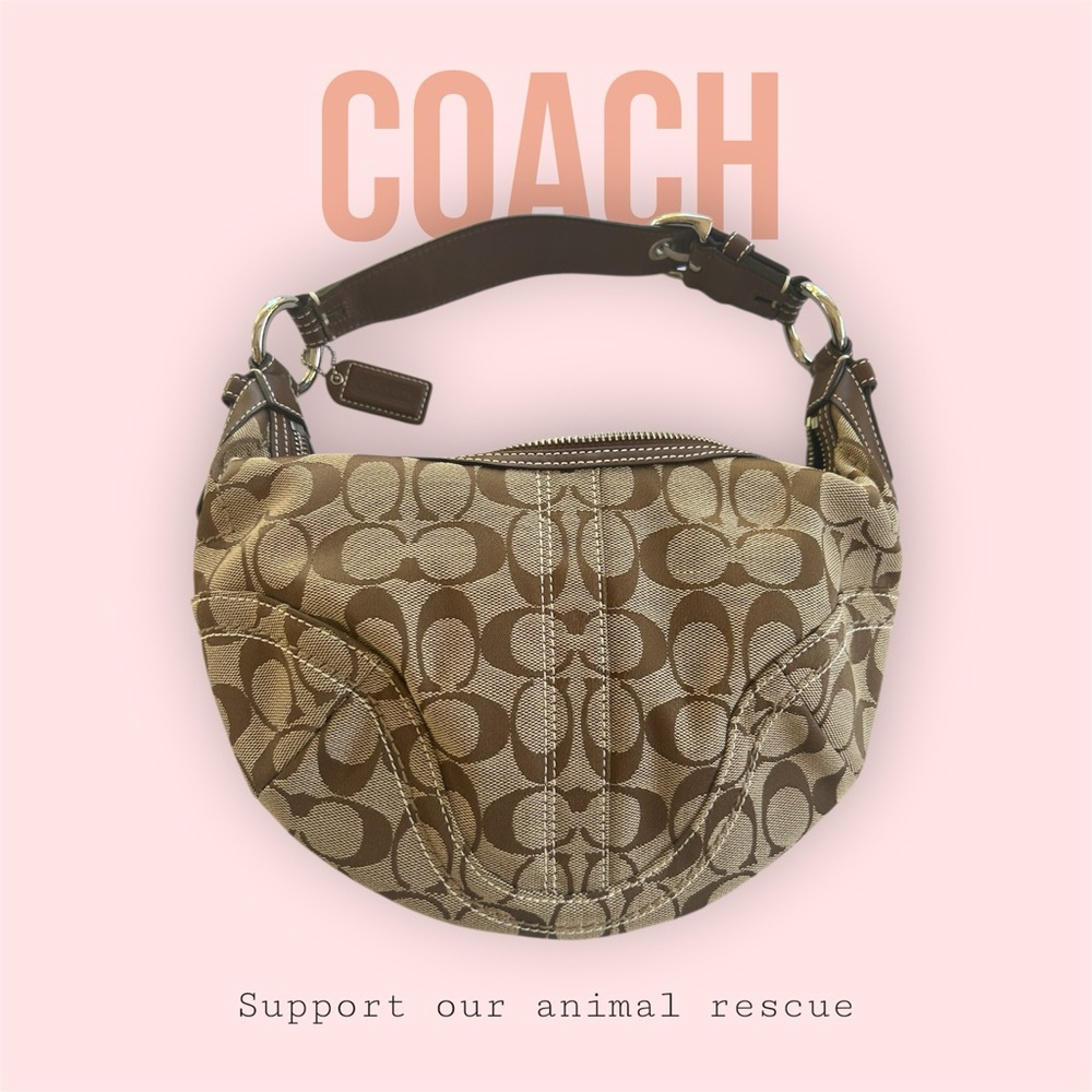 Vintage (Y2K) Coach Tan and Brown Shoulder Bag